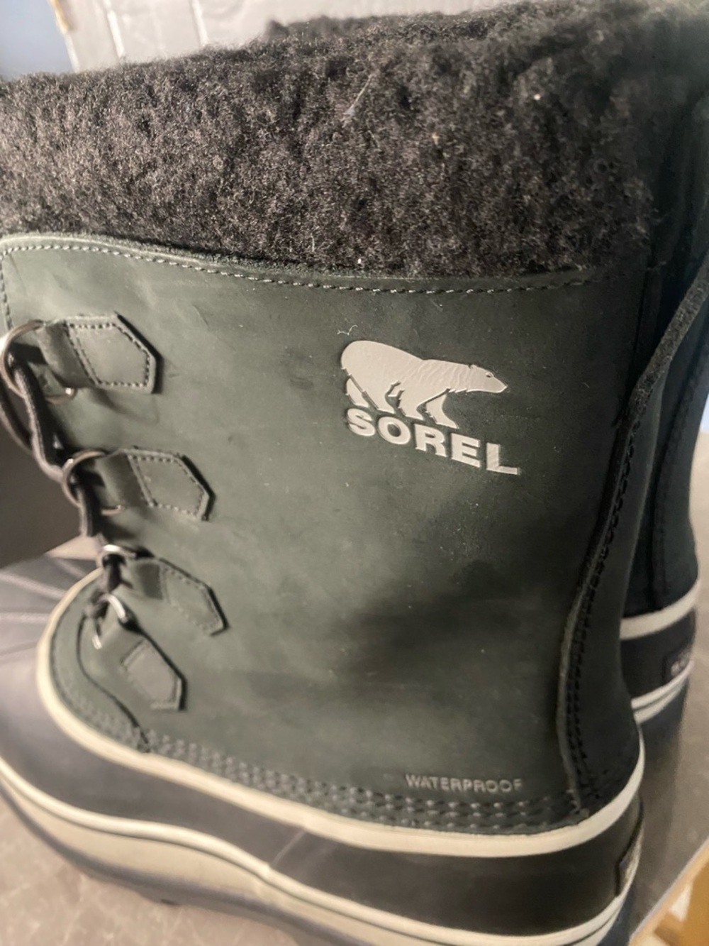 SOREL Caribou Waterproof Boot Insulated Black Dark Stone Natural Rubber Men's 13 - Picture 3 of 16